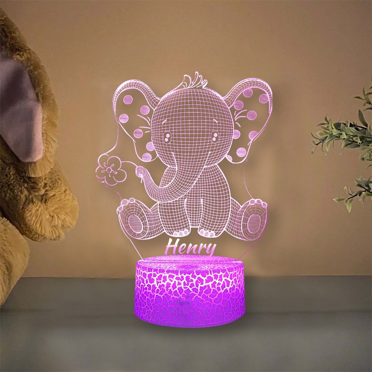 jo custom light Custom Kids Name Night Light 7 Colors - Elephant Name Light