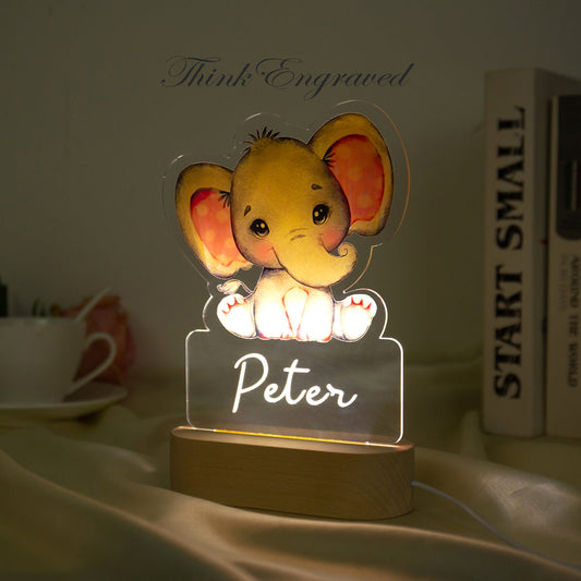 jo custom light Custom Kids Name Night Light red or Blue - Elephant Name Light