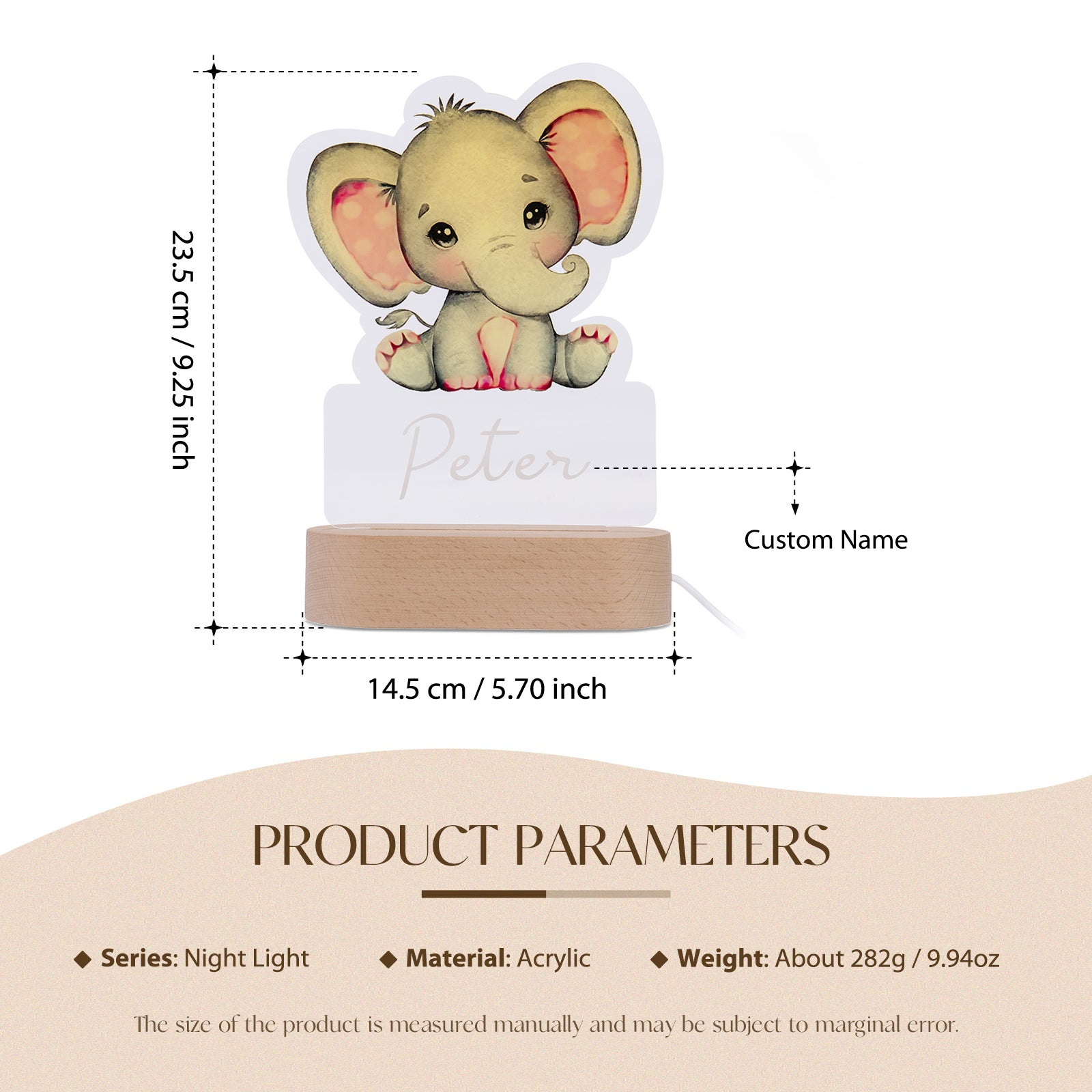 jo custom light Custom Kids Name Night Light red or Blue - Elephant Name Light