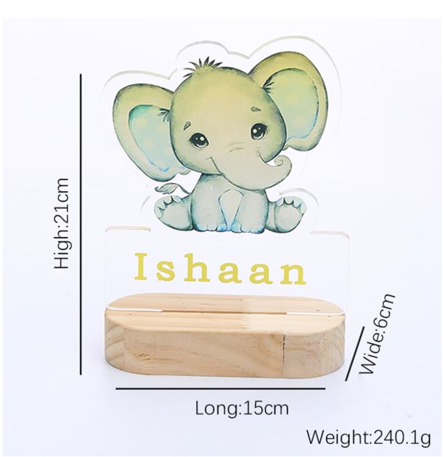jo custom light Custom Kids Name Night Light red or Blue - Elephant Name Light