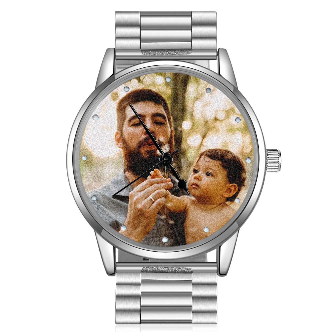 JO Custom watch Personalized Photo and Custom Message Silver Watch