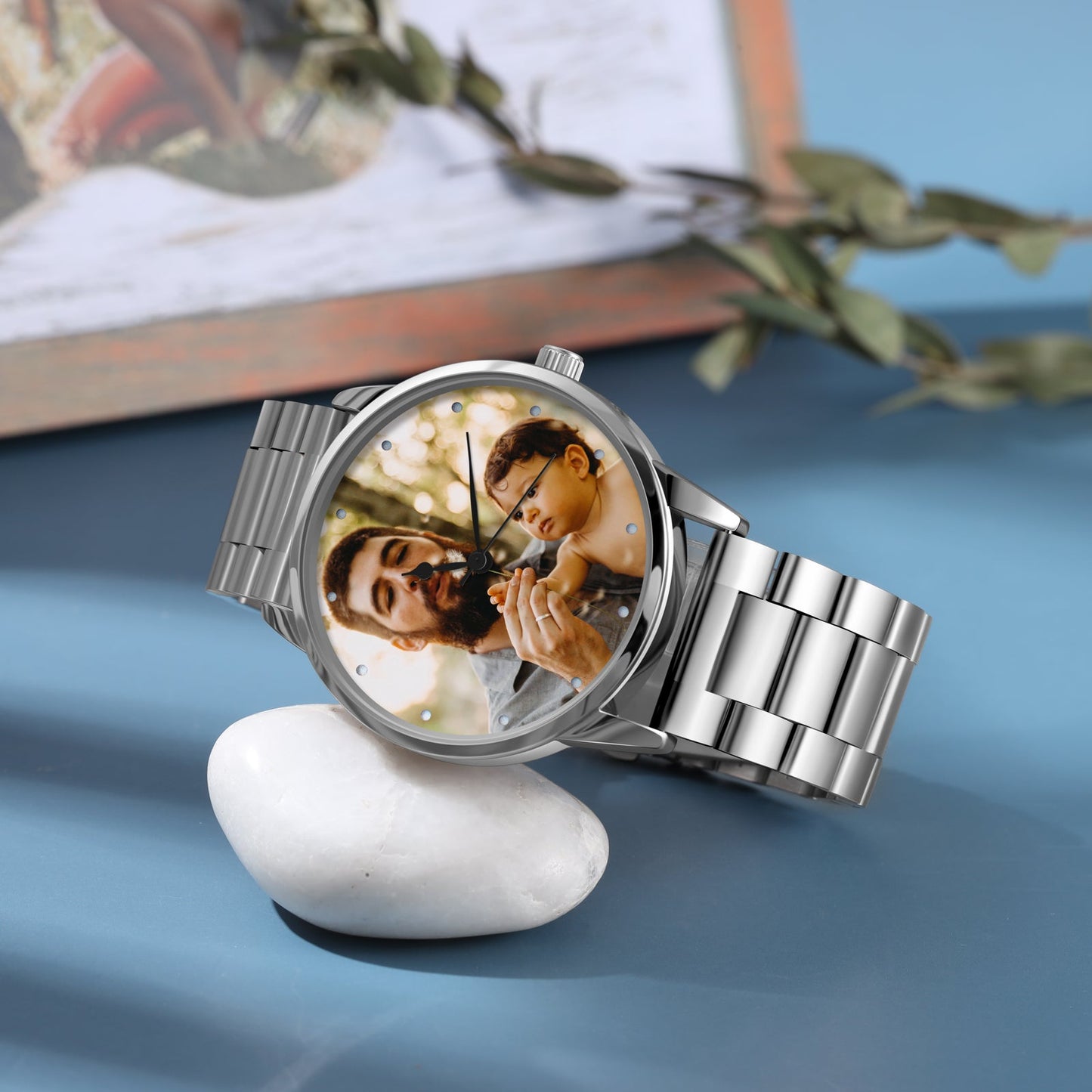 JO Custom watch Personalized Photo and Custom Message Silver Watch