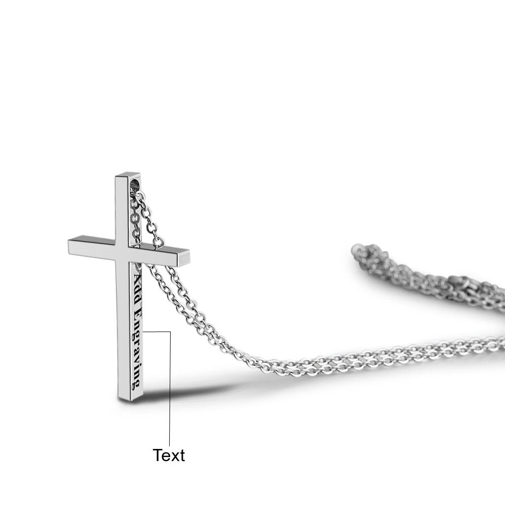 JO engraved necklace Personalized Cross Name Necklace - Christian Cross Necklace With Engraving