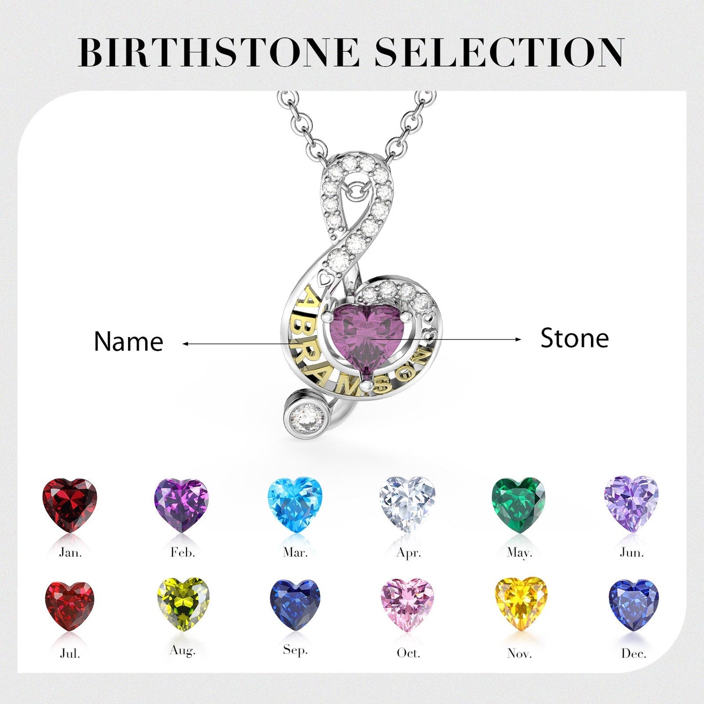 JO engraved necklace Personalized Treble Clef Cutout Name Necklace and Birthstone