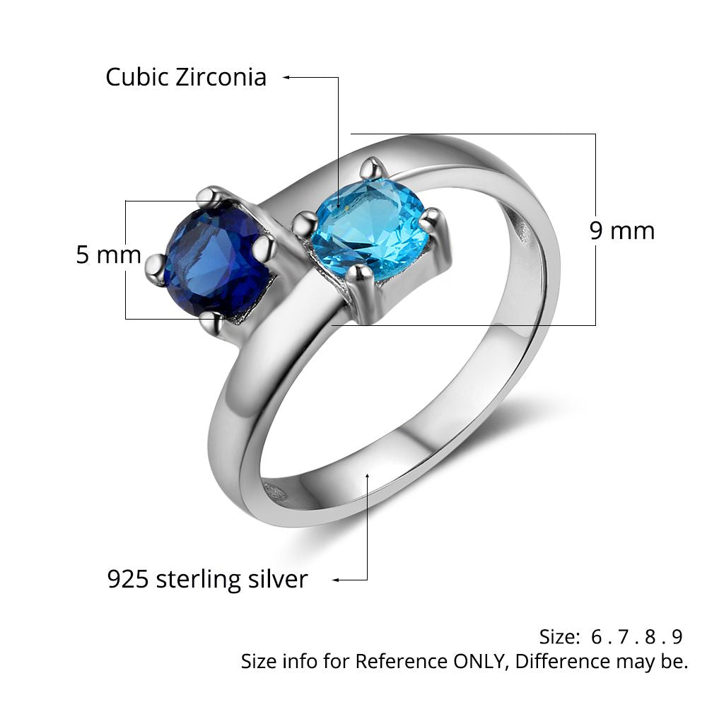 JO Peronalized Ring Personalized Mother's Ring 2 Stone 2 Names True Love