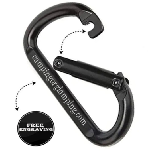 Think Engraved Custom Keychain Engraved Black Carabiner Keychain Ring - Hiking and Camping Carabiner