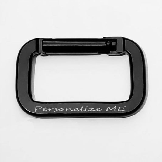 Think Engraved Custom Keychain Engraved Black Carabiner Keychain Ring Square Shaped