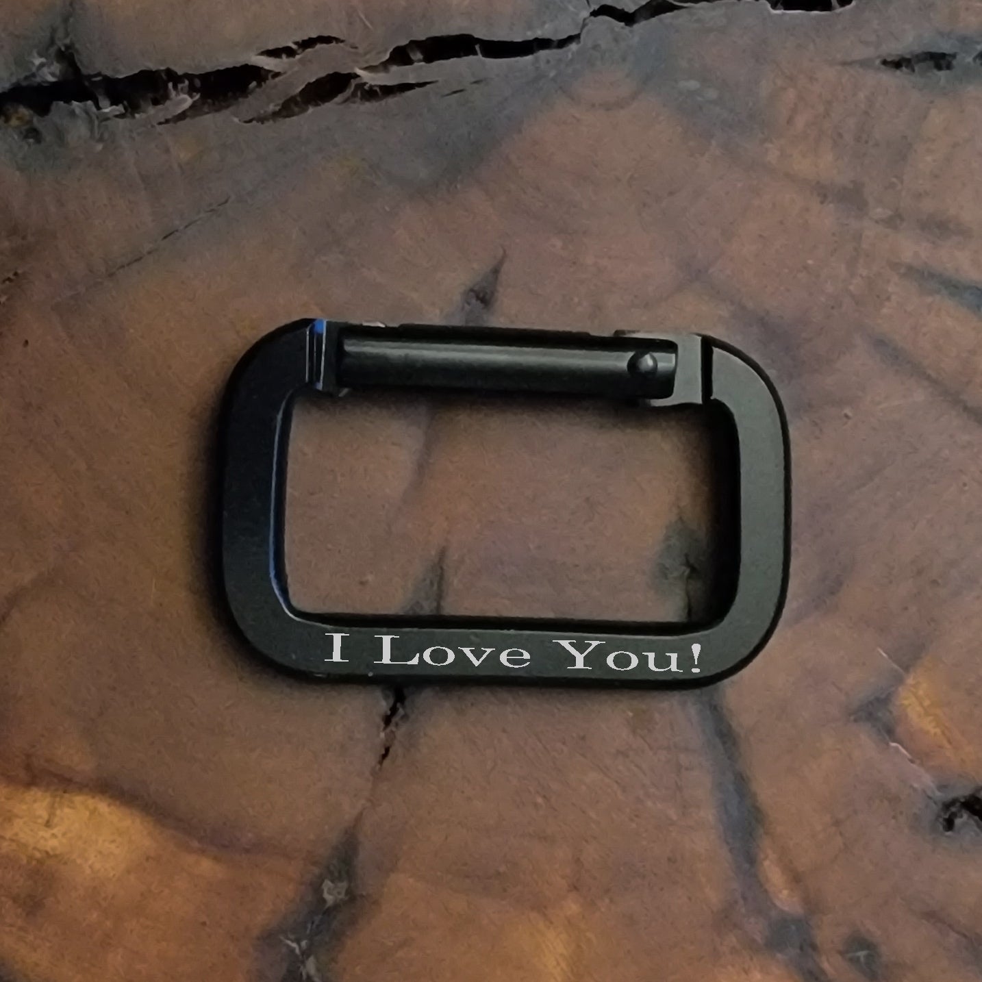 Think Engraved Custom Keychain Engraved Black Carabiner Keychain Ring Square Shaped