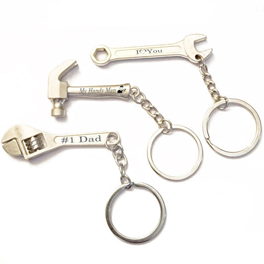 Think Engraved Custom Keychain Personalized Wrench, Hammer, or Crescent Wrench Keychain - Engraved Keychain