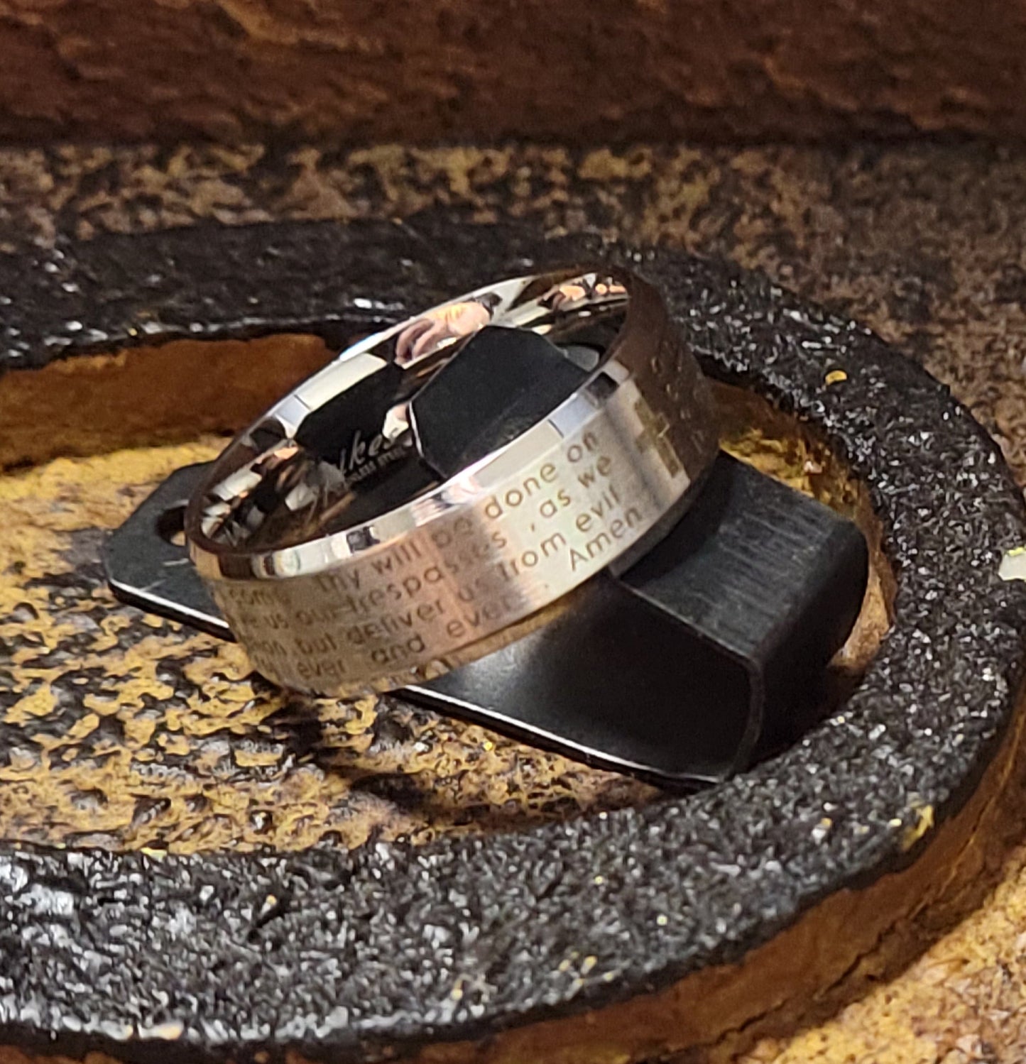 Think Engraved Engraved Ring Personalized The Lord's Prayer Purity Ring Christian Cross Prayer Ring