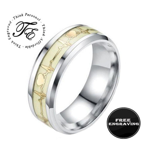 Think Engraved Promise Ring 6 Personalized Men's Heart Beat Promise Ring - Glowing Heartbeat