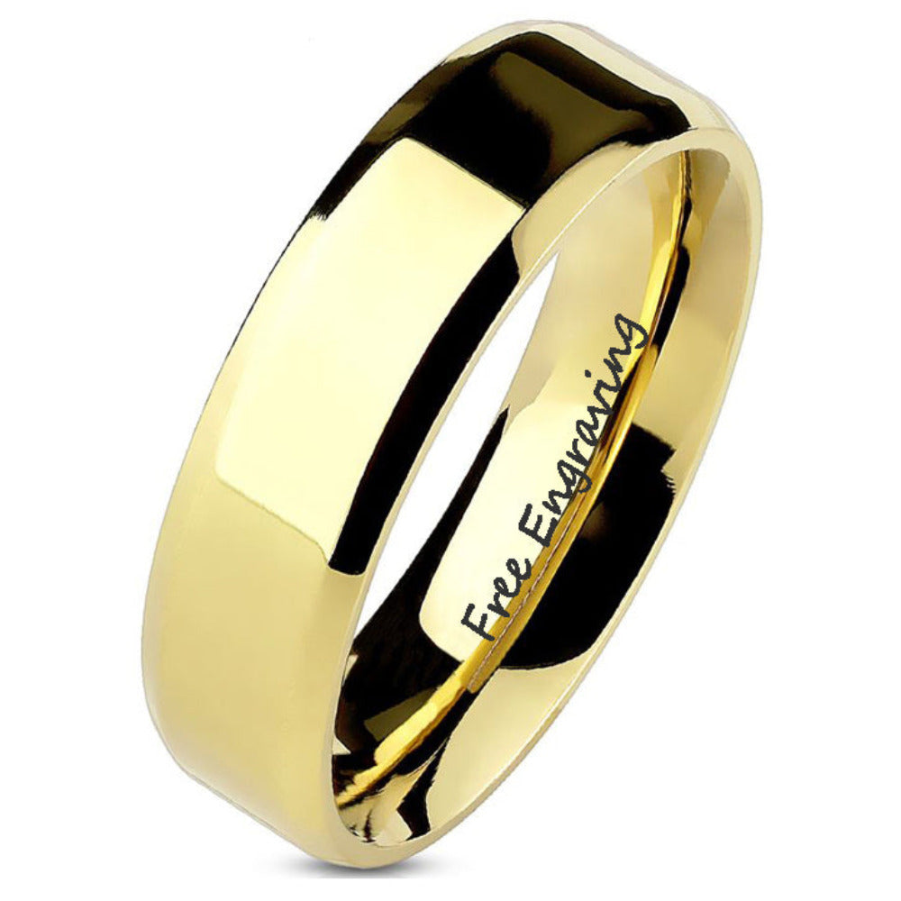 Think Engraved Promise Ring 6mm size 5 Personalized Engraved Men's Gold Promise Ring - Handwriting Ring