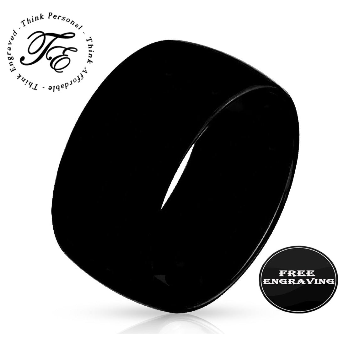 Think Engraved Promise Ring 9 Personalized Men's Wide 10mm Promise Ring - Engraved Handwriting Ring