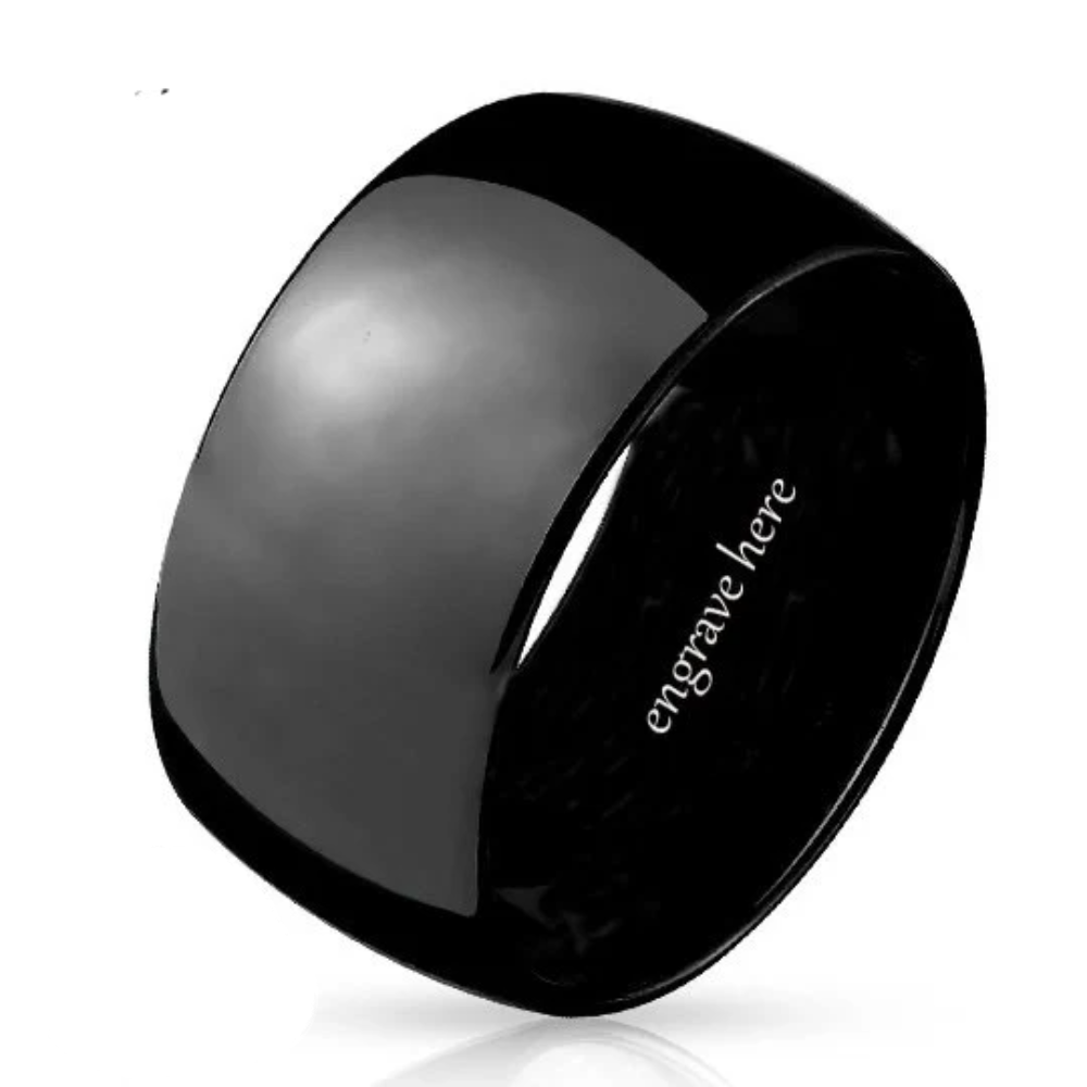 Think Engraved Promise Ring 9 Personalized Men's Wide 10mm Promise Ring - Engraved Handwriting Ring