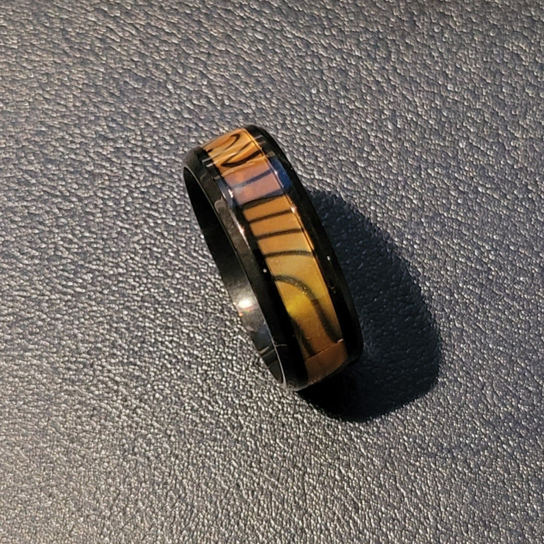 Think Engraved Promise Ring Custom Engraved Men's Tiger's Eye Opal Promise Ring - Guy's Handwriting Promise Ring