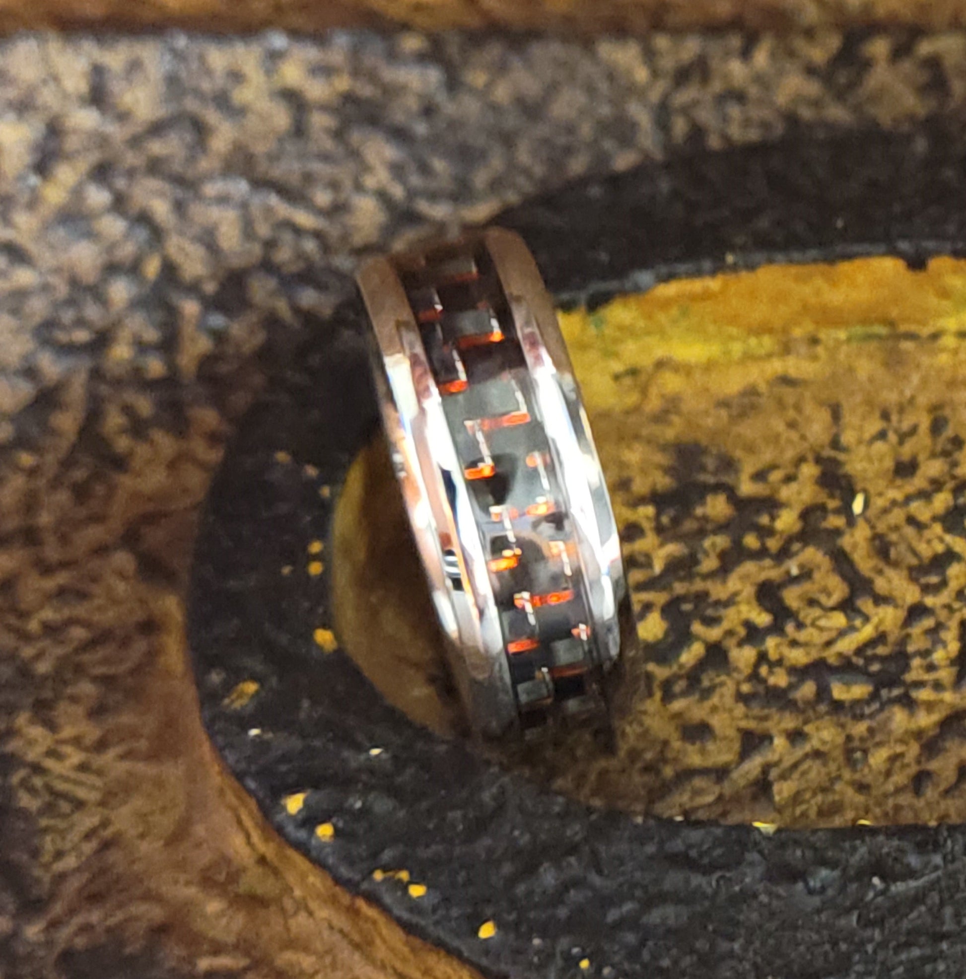 Think Engraved Promise Ring Men's Engraved Red and Black Carbon Fiber Promise Ring - Guy's Personalized Promise Ring