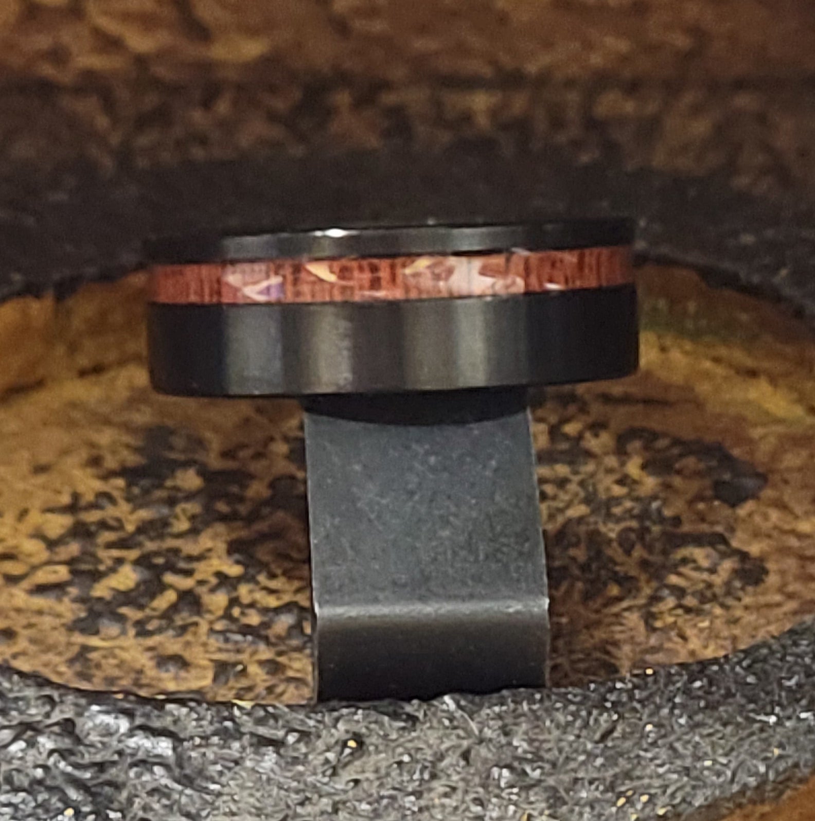 Think Engraved Promise Ring Men's Personalized Black Promise Ring With Koa Wood Inlay