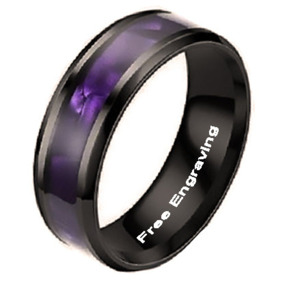 Think Engraved Promise Ring Personalized Engraved Men's Promise Ring Chorite Purple - Handwriting Ring