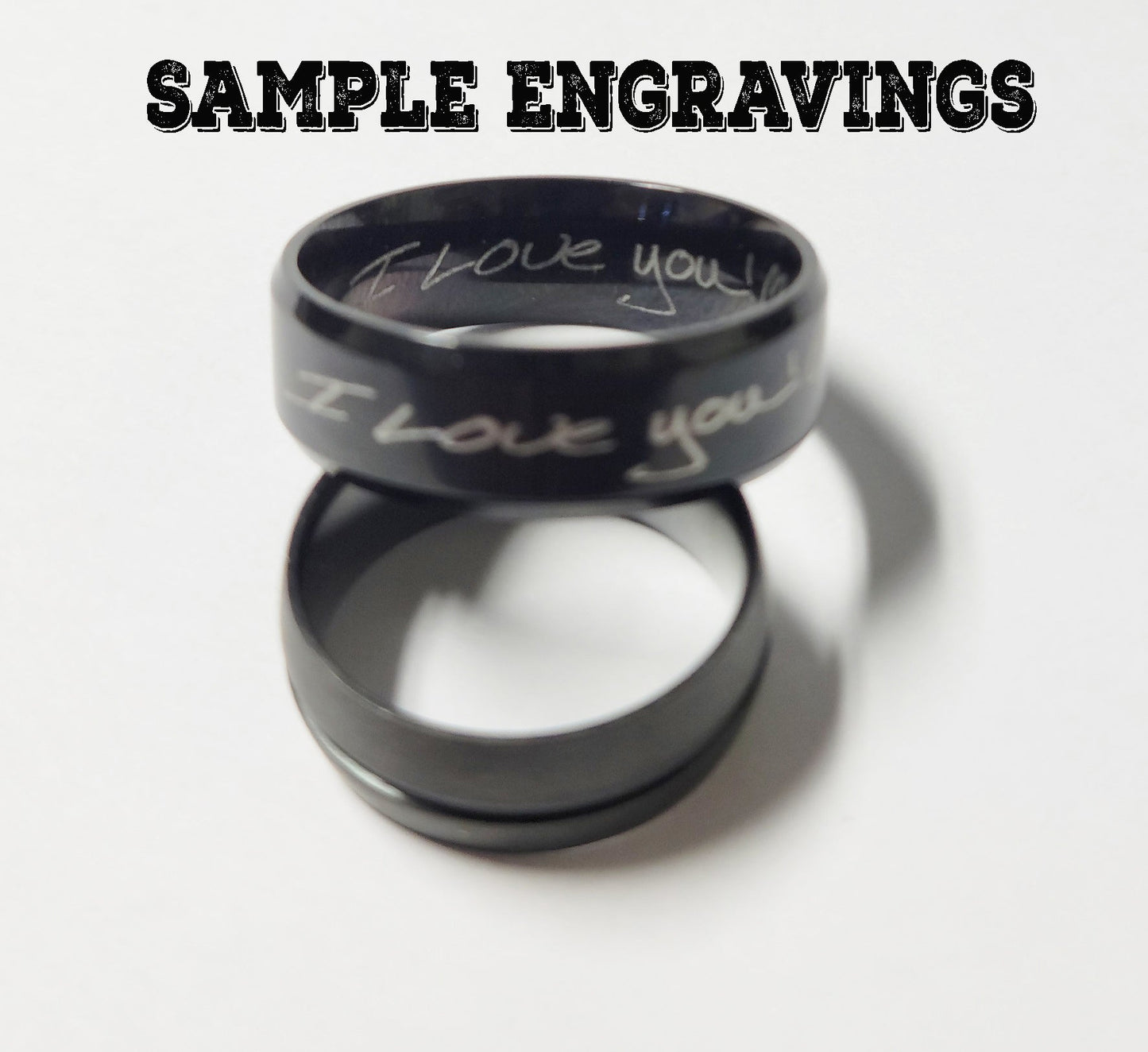 Think Engraved Promise Ring Personalized Men's Brushed Steel Promise Ring - Engraved Handwriting Promise Ring