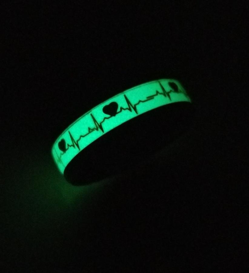 Think Engraved Promise Ring Personalized Men's Heart Beat Promise Ring - Glowing Heartbeat