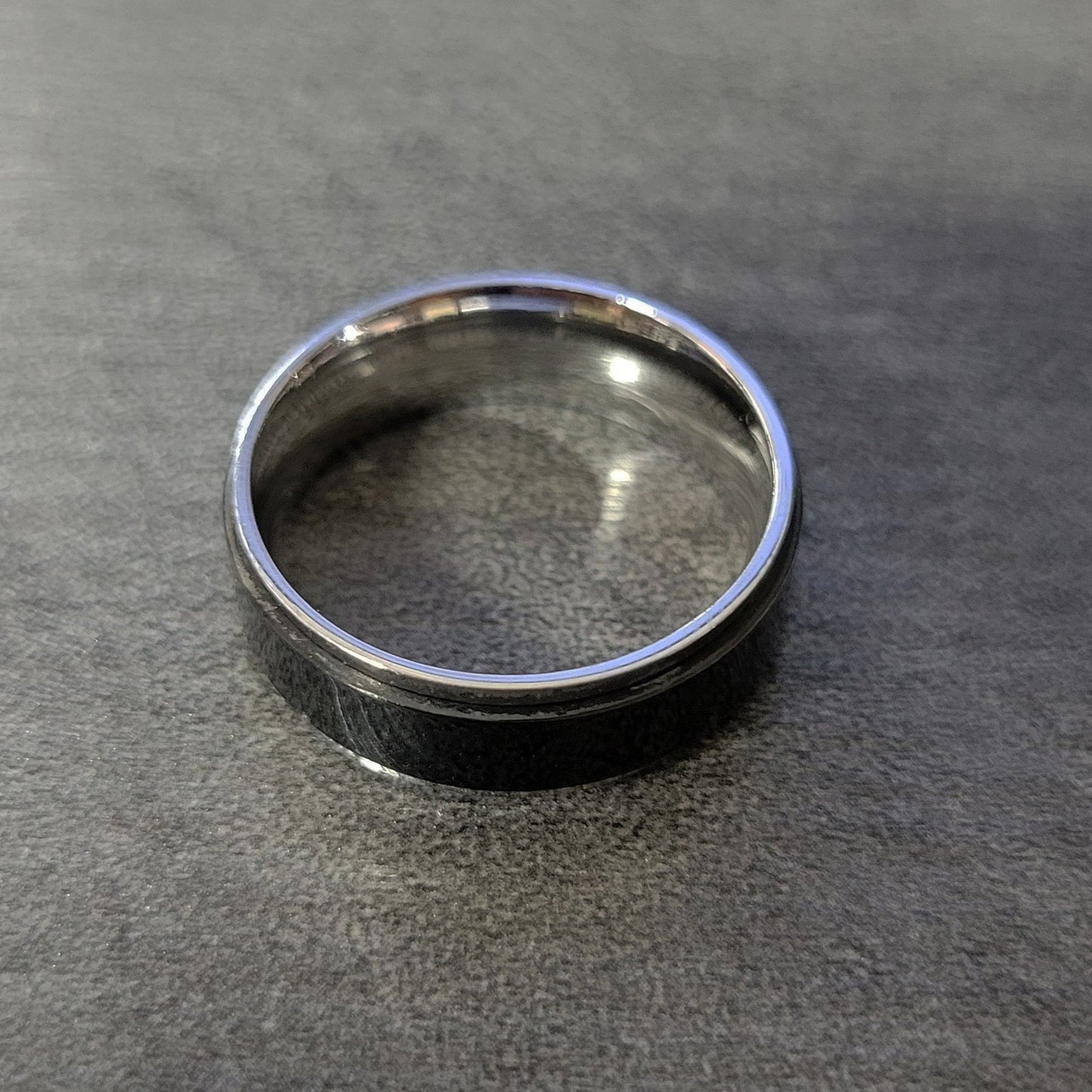 Think Engraved Promise Ring Personalized Men's Promise Ring - Black and Silver Fidget Spinner Ring