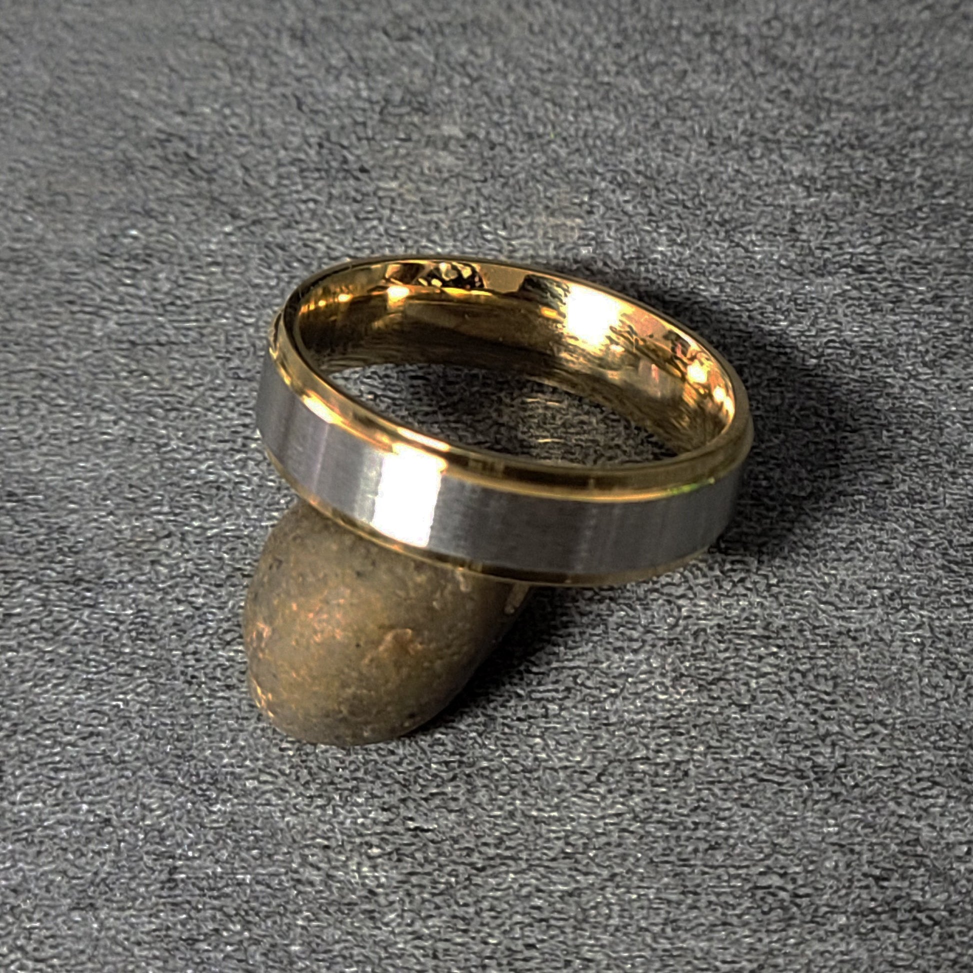 Think Engraved Promise Ring Personalized Women's Promise Ring - 14k Gold and Brushed Stainless Steel