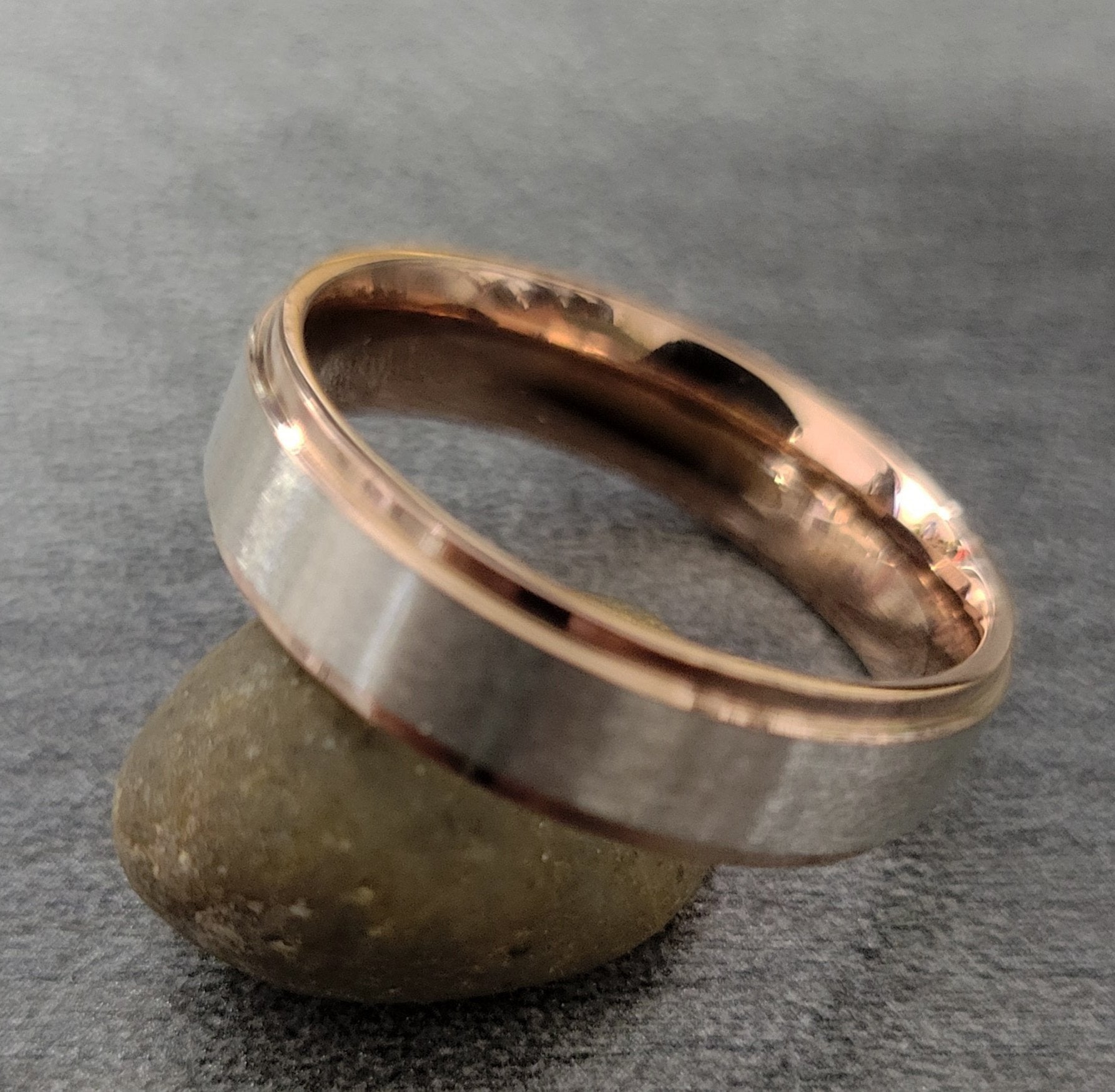 Think Engraved Promise Ring Personalized Women's Promise Ring - 14k Rose Gold Brushed Stainless Steel