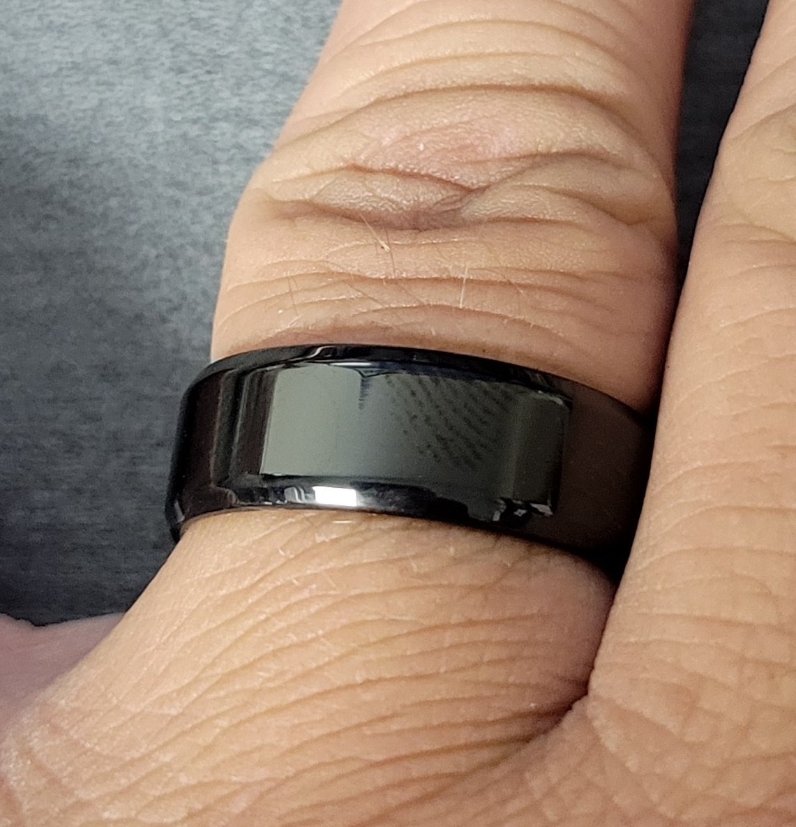 Think Engraved Promise Ring Personalized Women's Promise Ring - Black Beveled Flat Band Stainless Steel