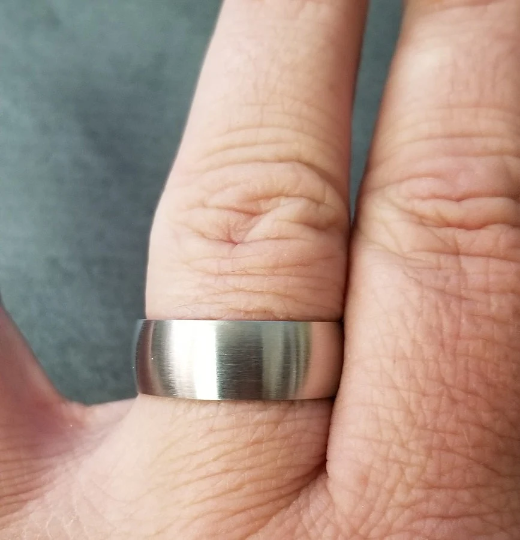 Think Engraved Promise Ring Personalized Women's Promise Ring - Brushed Steel Dome Stainless Steel