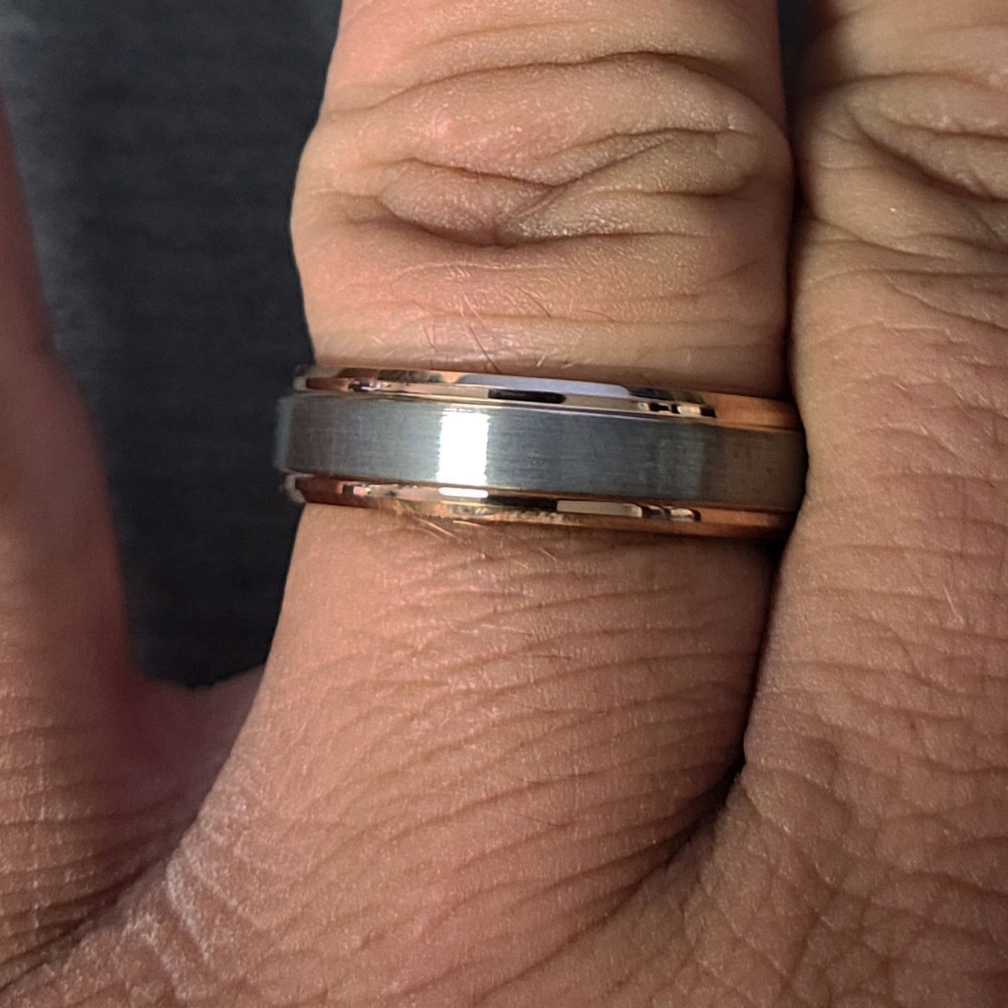 Think Engraved Promise Ring Personalized Women's Tungsten Promise Ring Band - Brushed 14k Rose Gold