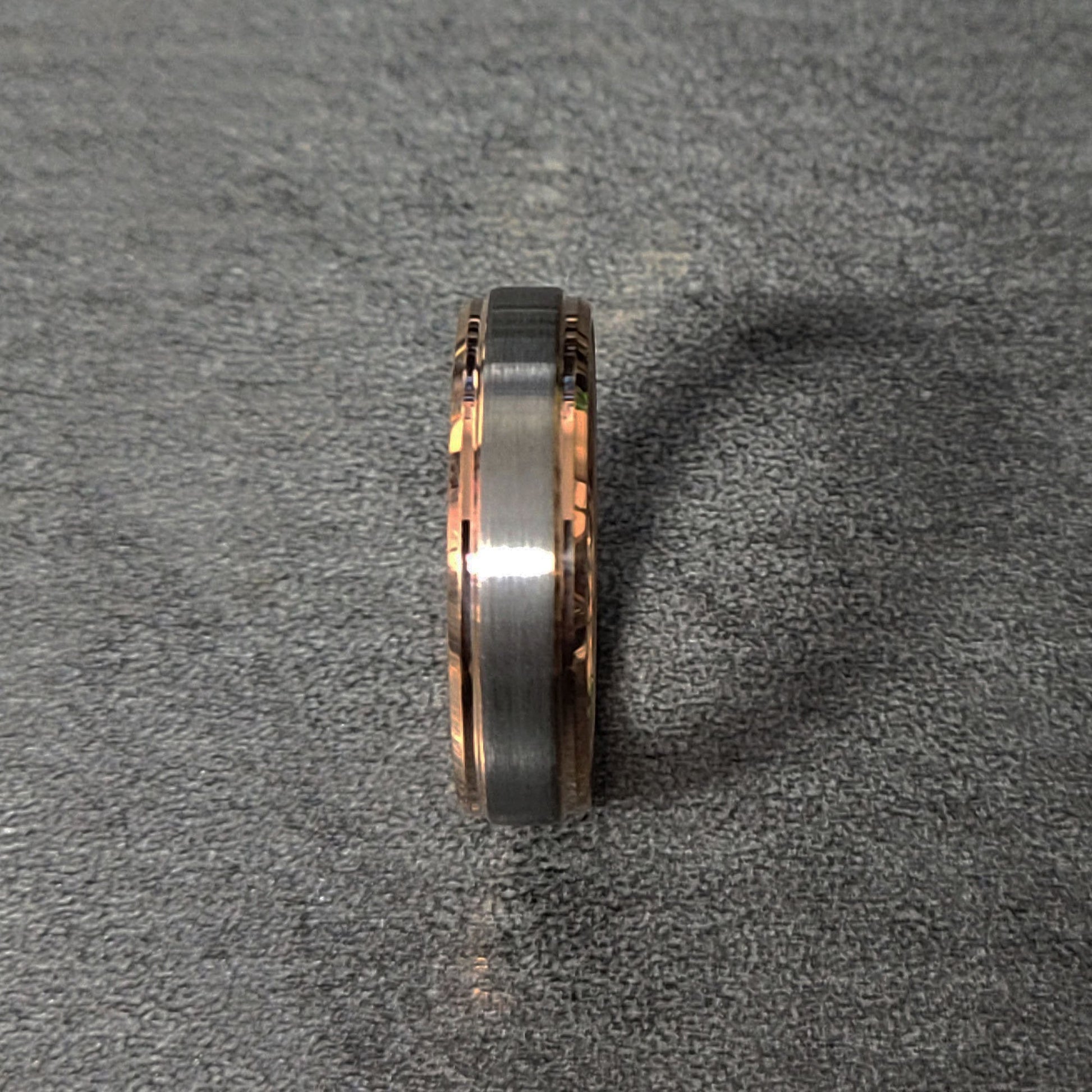 Think Engraved Promise Ring Personalized Women's Tungsten Promise Ring Band - Brushed 14k Rose Gold