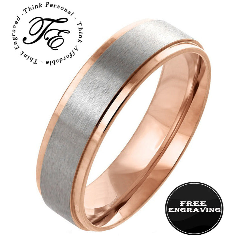 Think Engraved wedding Band 5 Personalized Engraved Men's Rose Gold Wedding Ring - Engraved Handwriting Ring