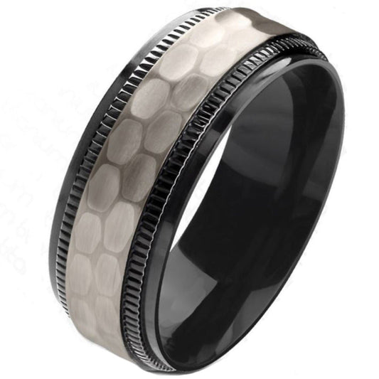 Think Engraved wedding Band 9 Personalized Men's Hammered Titanium Wedding Ring - Wedding Ring For Guys