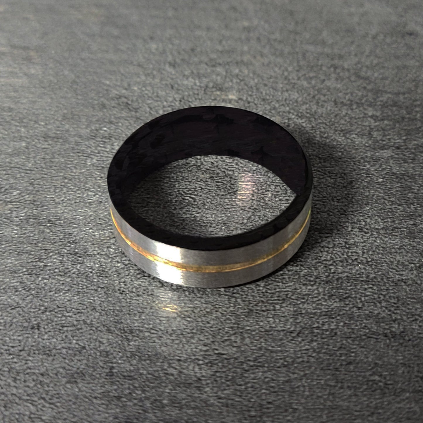 Think Engraved wedding Band Men's Personalized Silver and Black wedding Ring With Gold Filled Groove