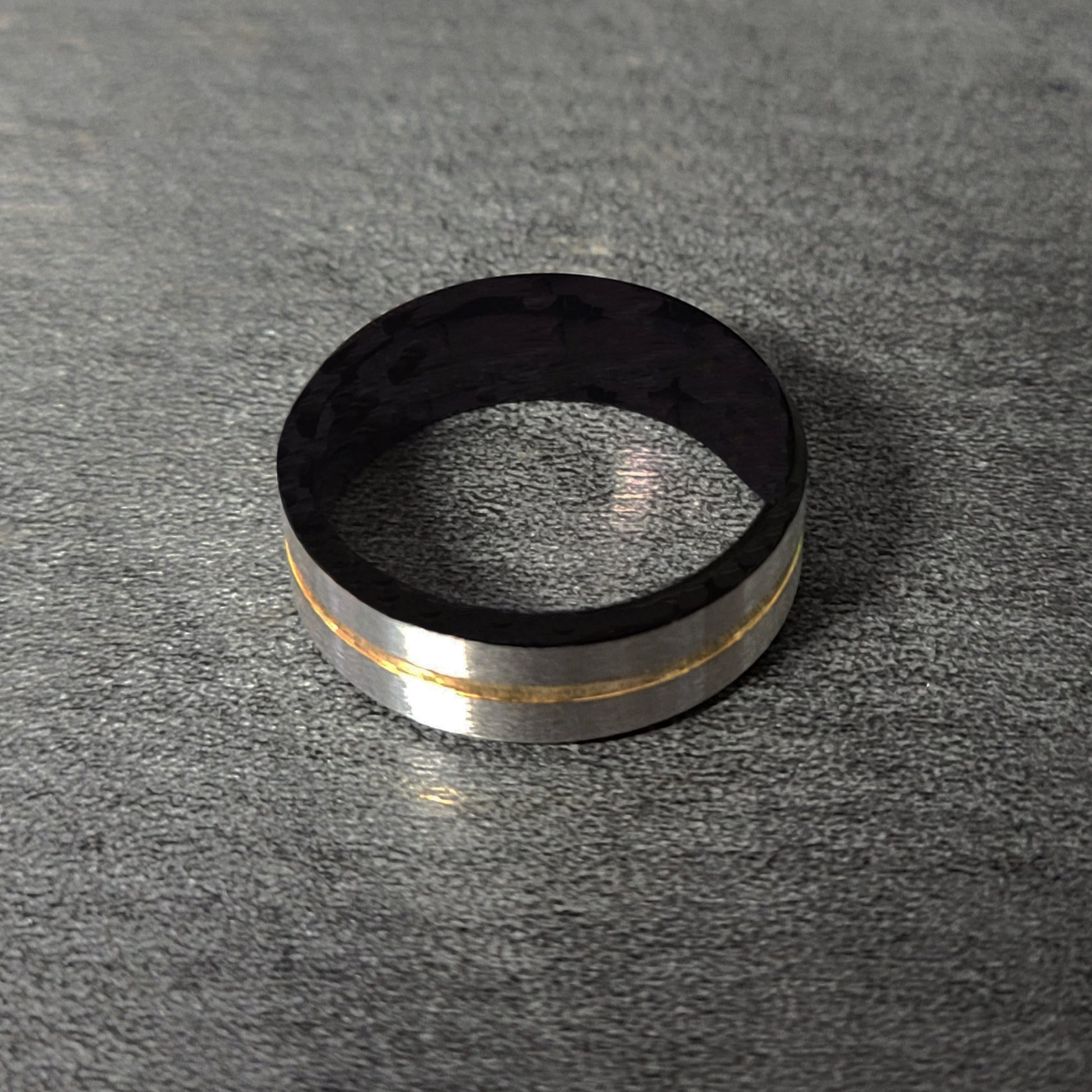 Think Engraved wedding Band Men's Personalized Silver and Black wedding Ring With Gold Filled Groove