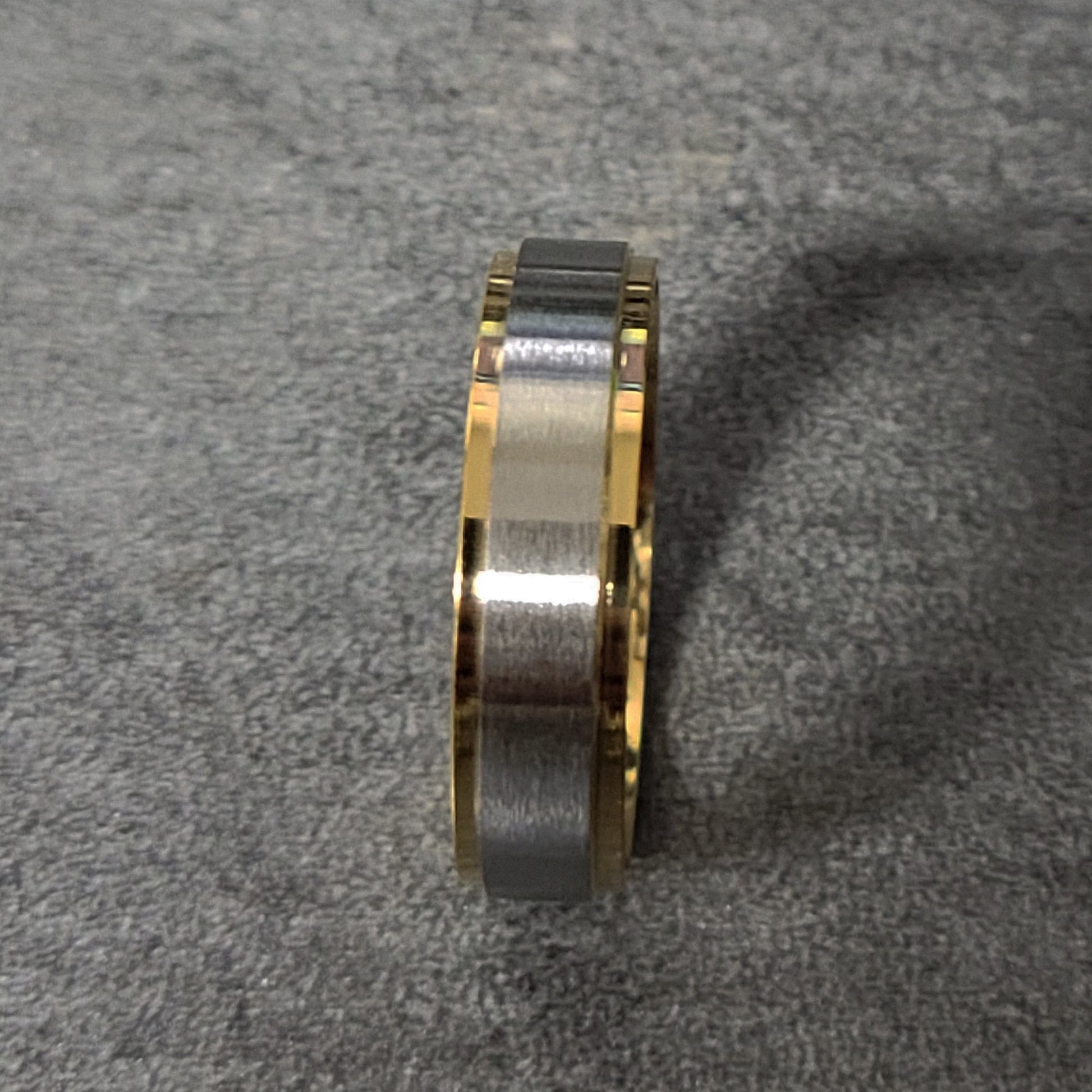 Think Engraved wedding Band Personalized Engraved Men's Gold and Steel Wedding Ring - Engraved Handwriting Ring
