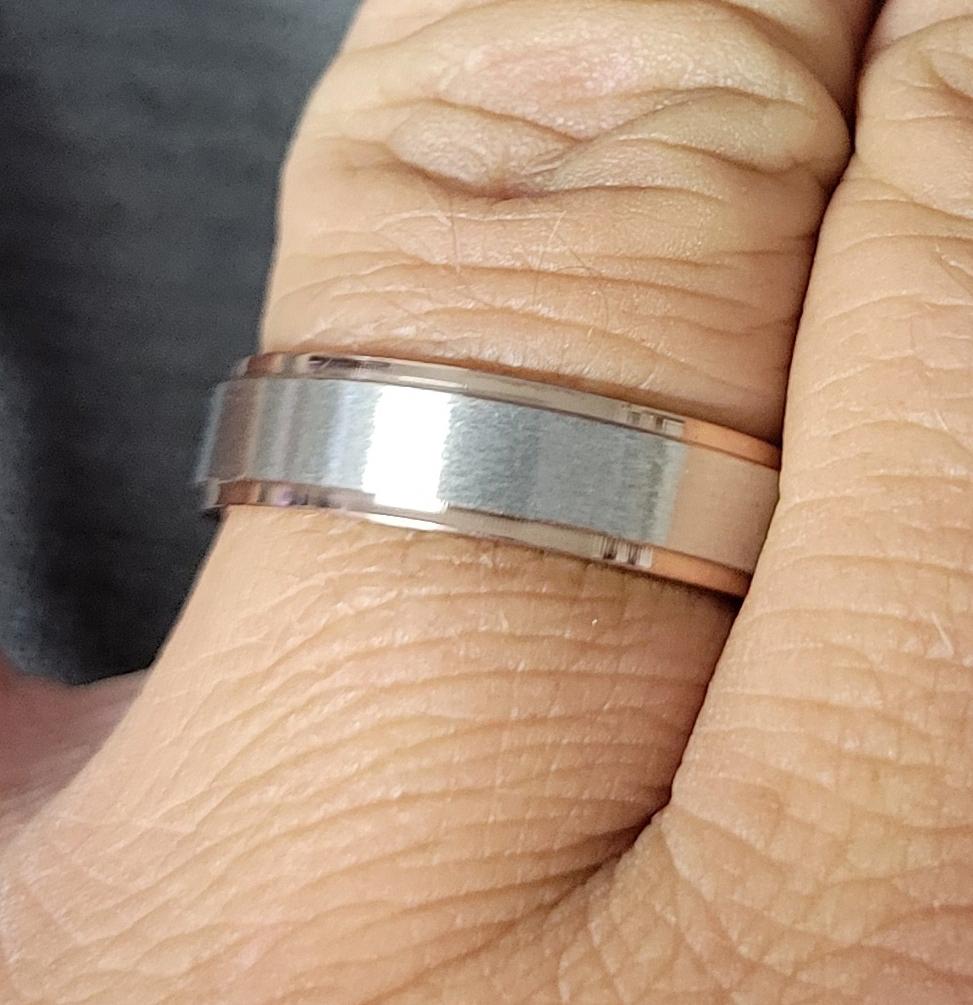 Think Engraved wedding Band Personalized Engraved Men's Rose Gold Wedding Ring - Engraved Handwriting Ring