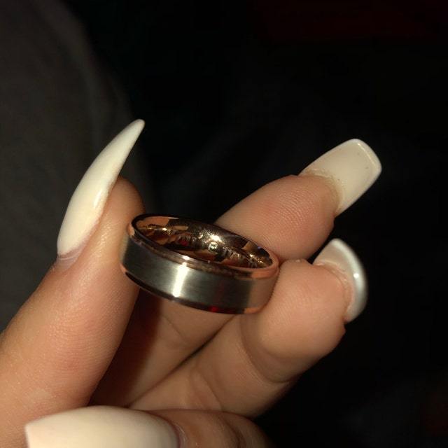 Think Engraved wedding Band Personalized Engraved Men's Rose Gold Wedding Ring - Engraved Handwriting Ring