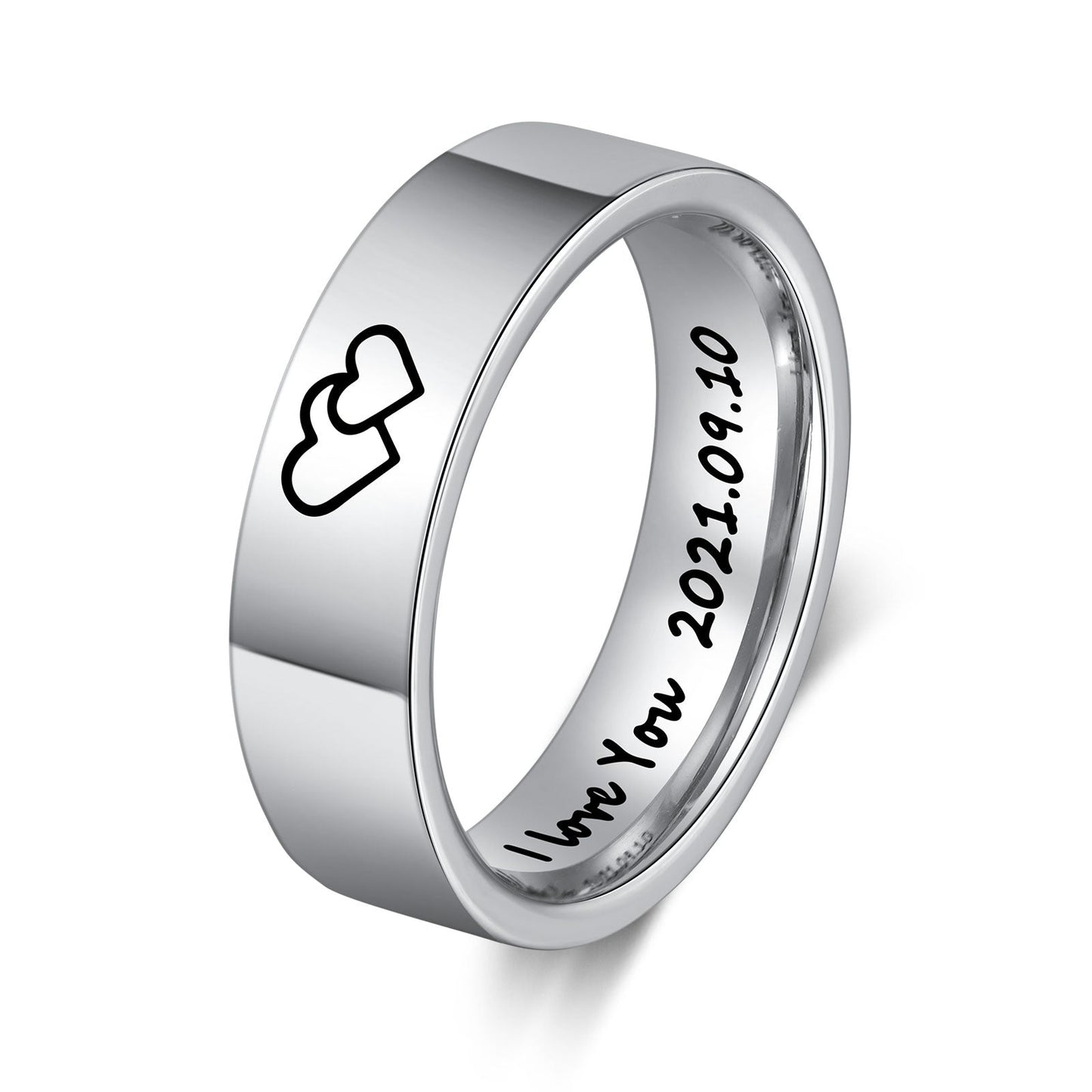 Think Engraved wedding Ring Personalized His and Hers Traditional Promise Ring or Wedding Ring Set Couples Rings