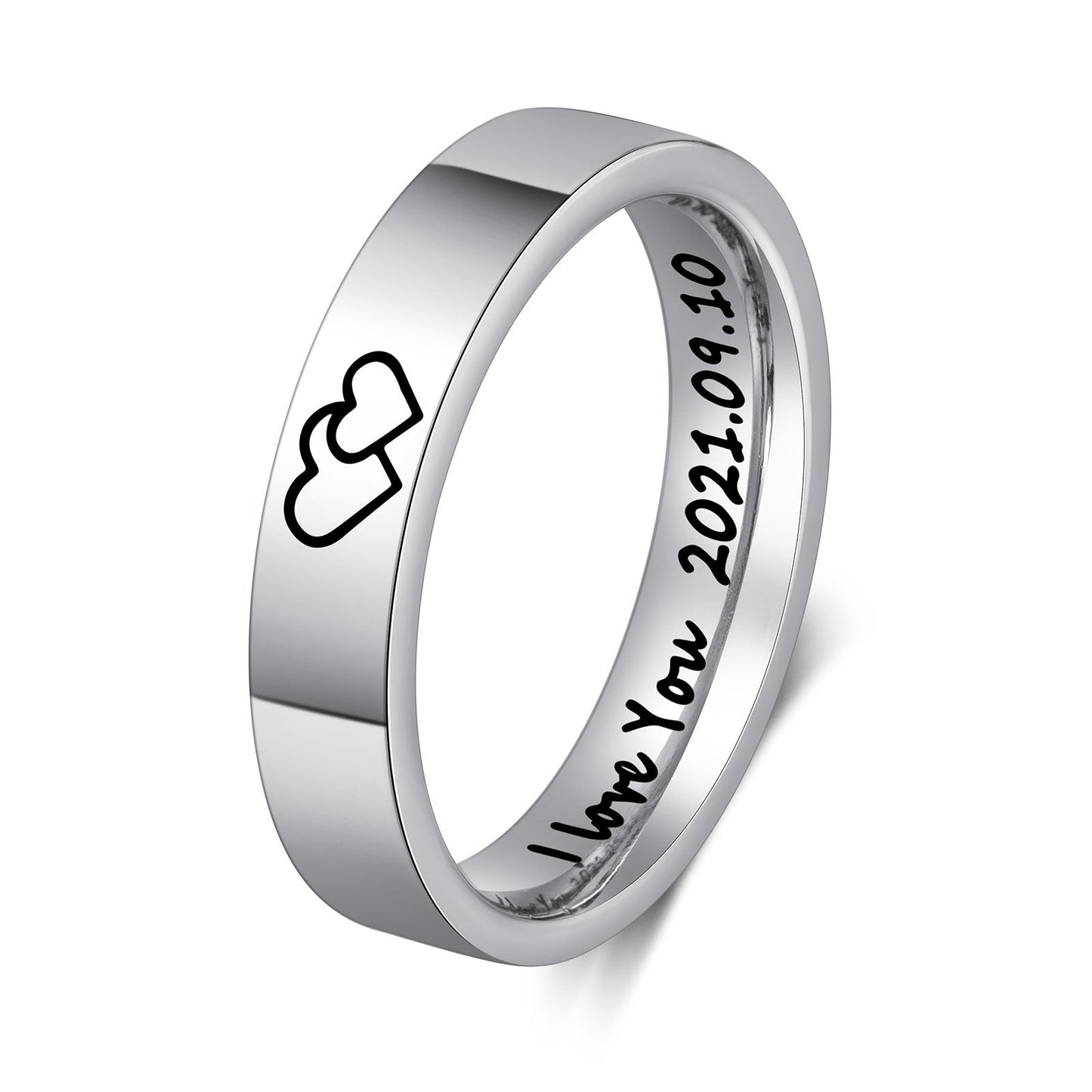 Think Engraved wedding Ring Personalized His and Hers Traditional Promise Ring or Wedding Ring Set Couples Rings