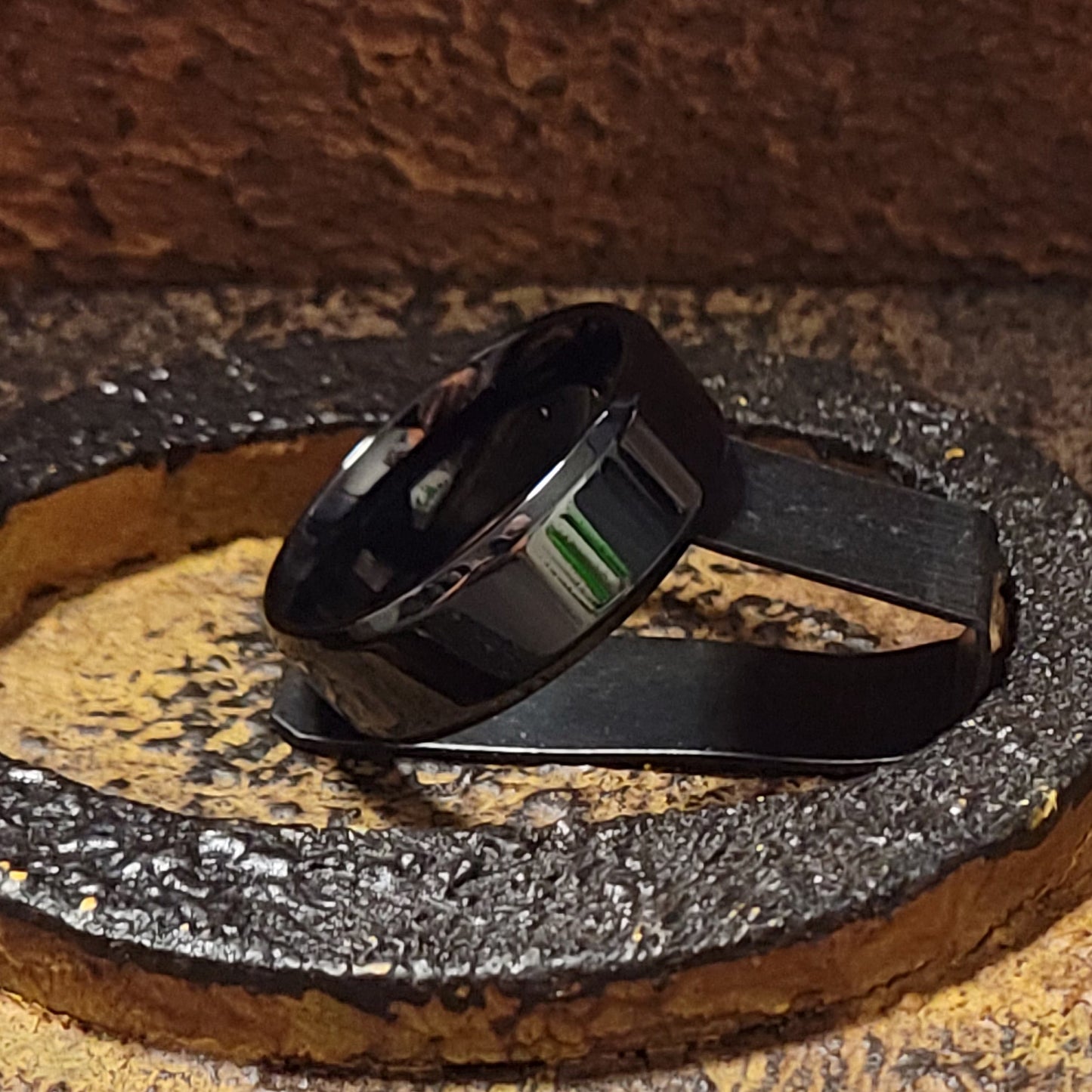 Think Engraved wedding Ring Personalized Men's Traditional Black Wedding Ring - Engraved Handwriting Ring