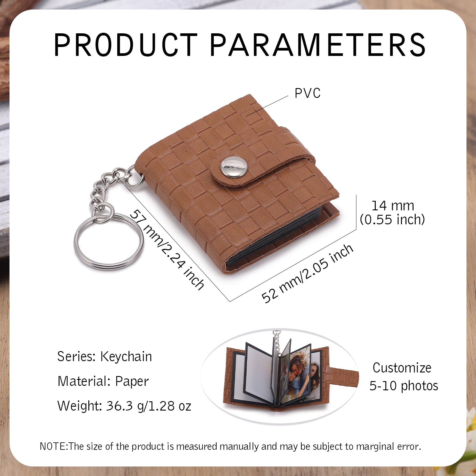 ThinkEngraved Custom Keychain Personalized Photo Collage Key Chain Wallet Mini Album 5 or 10 photos