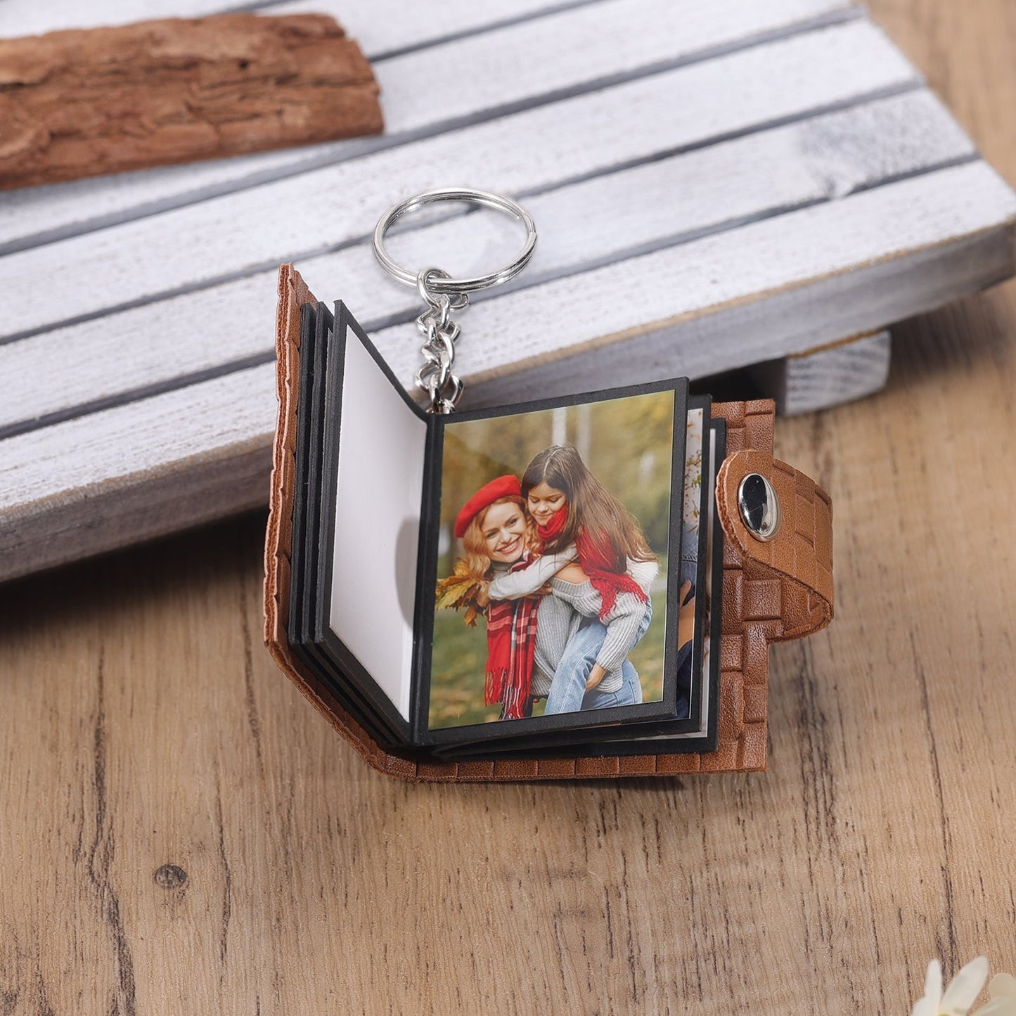 ThinkEngraved Custom Keychain Personalized Photo Collage Key Chain Wallet Mini Album 5 or 10 photos