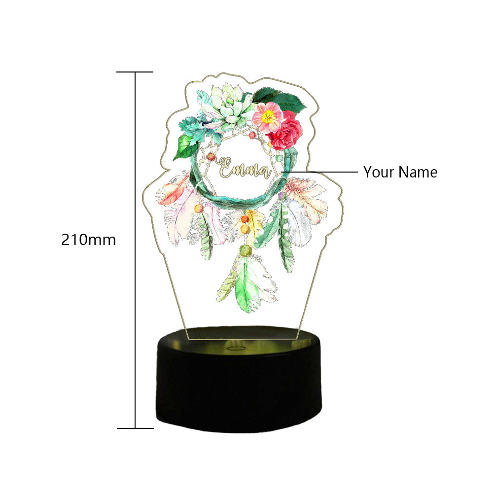 ThinkEngraved custom light Personalized Flower Dreamcatcher Light With Custom Engraved Name