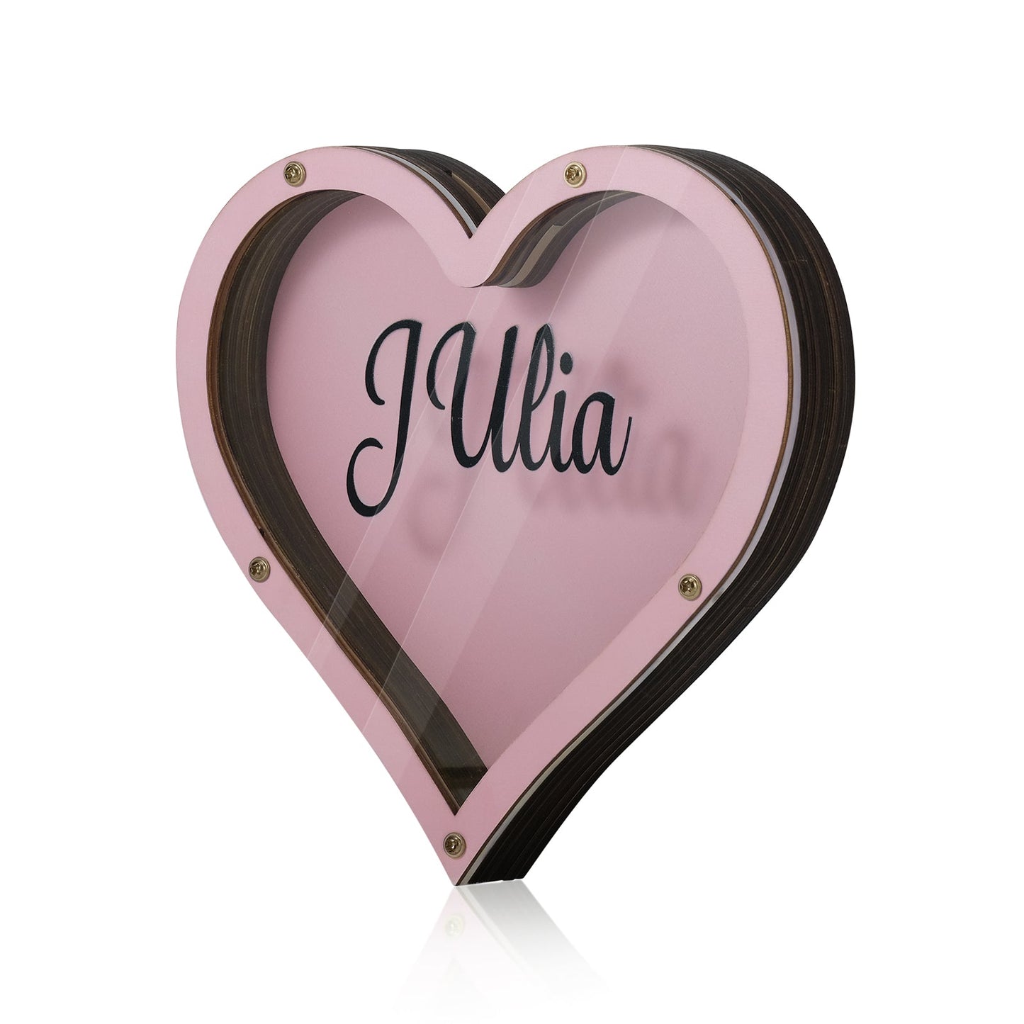 ThinkEngraved Custom Piggy Bank Personalized Handmade Wood Pink Heart Piggy Bank - Name Piggy Bank