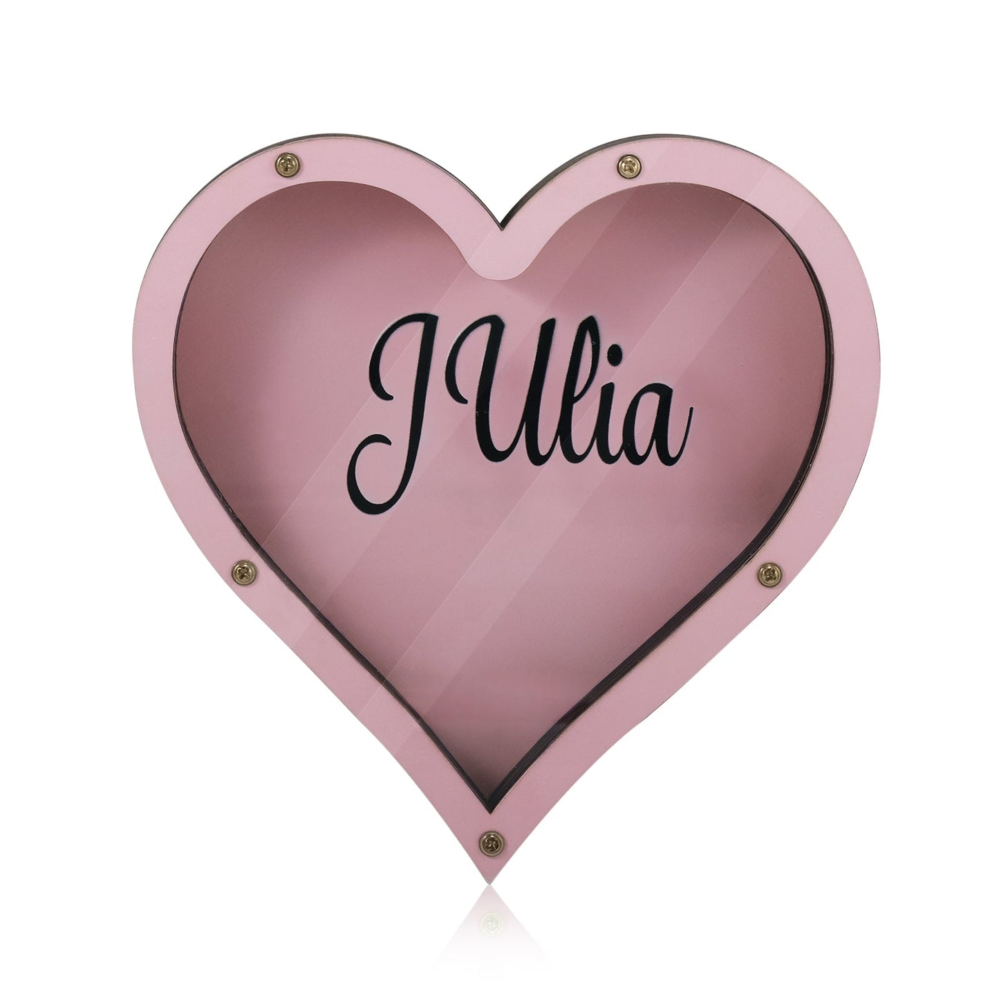 ThinkEngraved Custom Piggy Bank Personalized Handmade Wood Pink Heart Piggy Bank - Name Piggy Bank