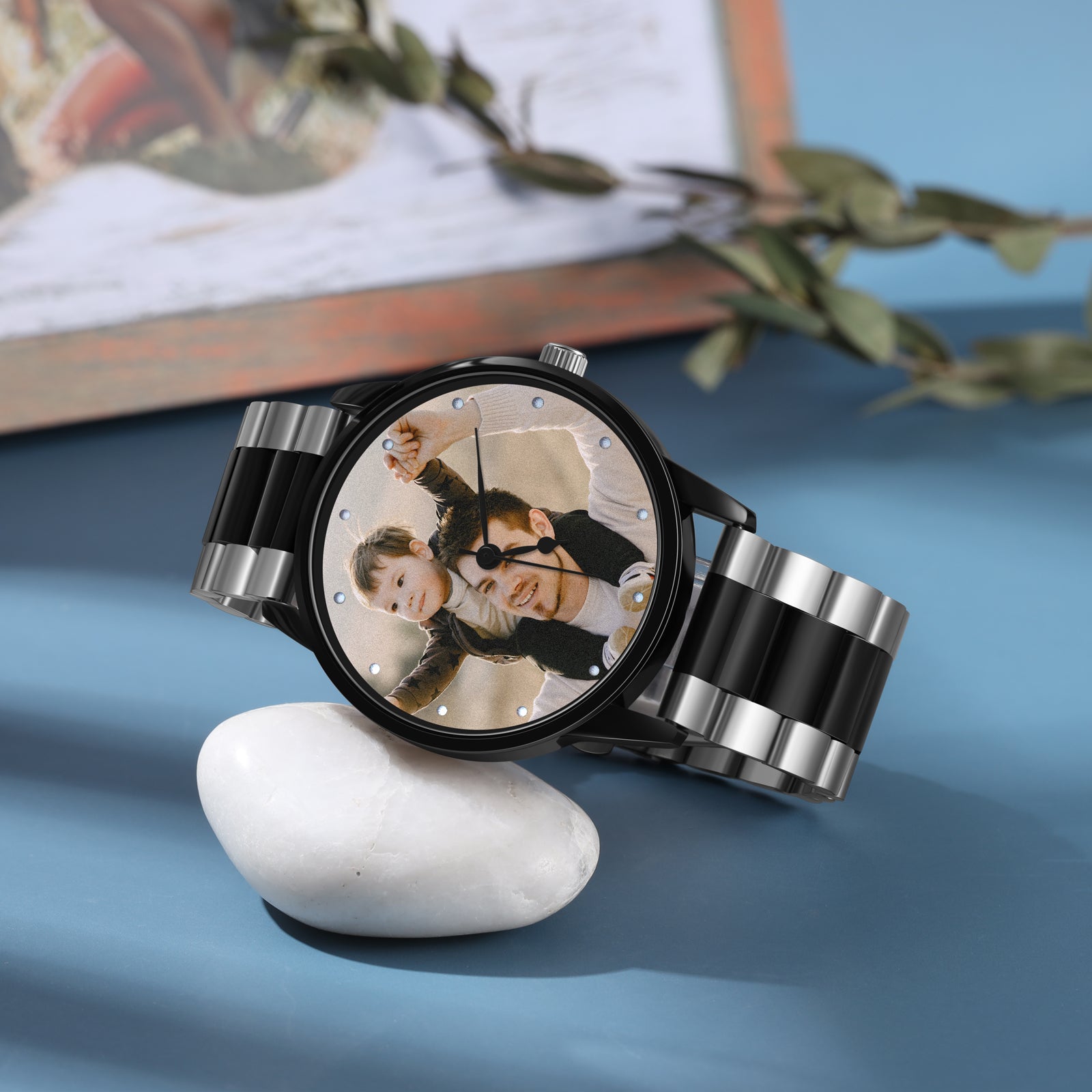 ThinkEngraved Custom watch Personalized Men's Custom Photo Watch With Engraving Father's Day Boyfriend