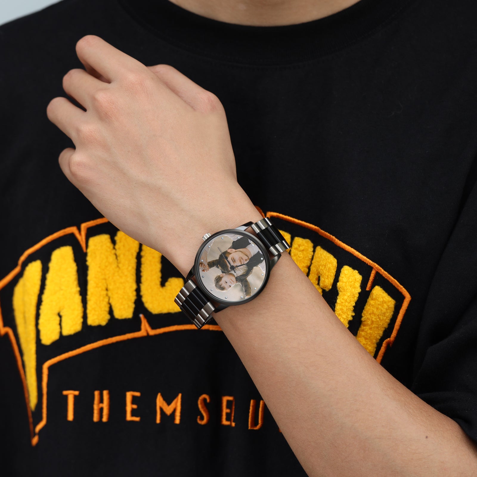 ThinkEngraved Custom watch Personalized Men's Custom Photo Watch With Engraving Father's Day Boyfriend