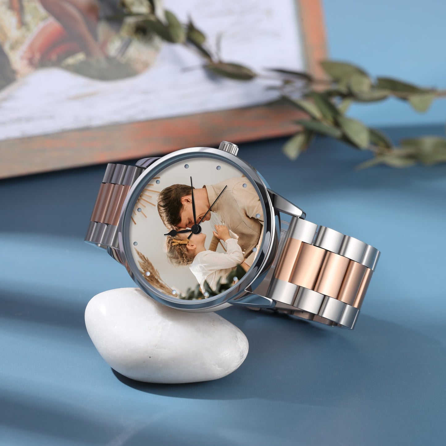 ThinkEngraved Custom watch Personalized Men's Photo Watch With Engraving Silver Rose Gold Father's Day