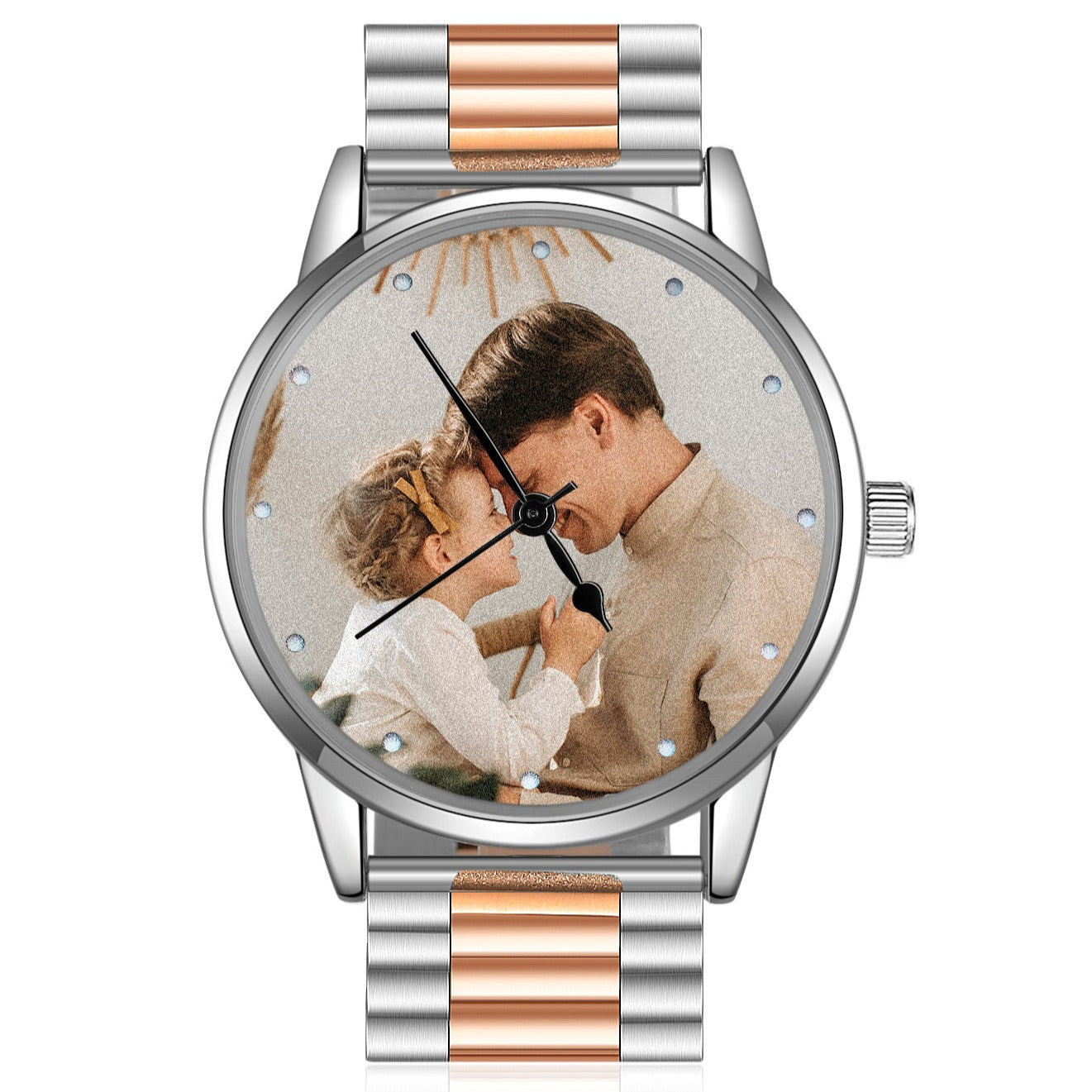 ThinkEngraved Custom watch Personalized Men's Photo Watch With Engraving Silver Rose Gold Father's Day